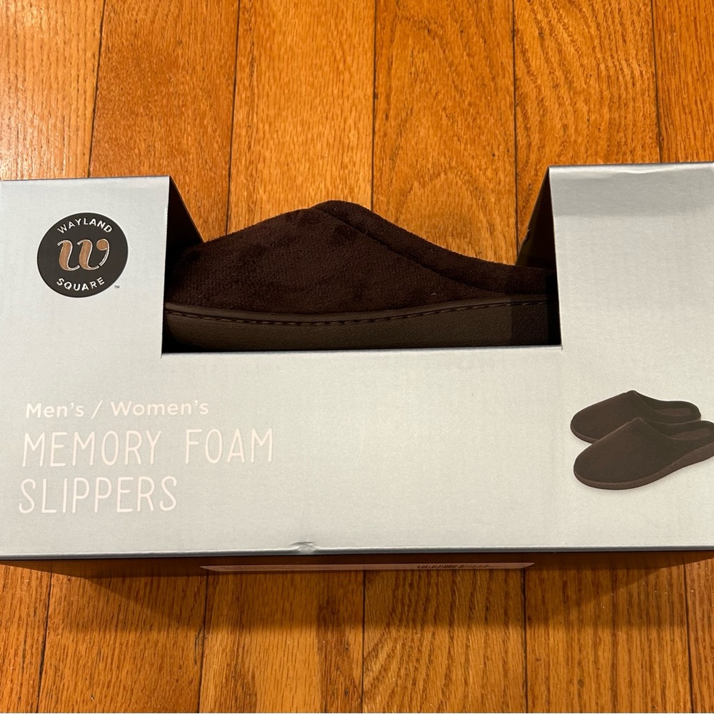 Wayland Square Unisex Memory Foam Slippers Size:M Men 8-9/Women 9-10, Dark Brown